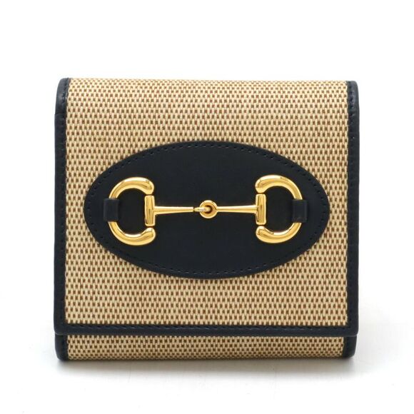 Gucci Horsebit 1955 Canvas Leather Wallet - Picture 1 of 8